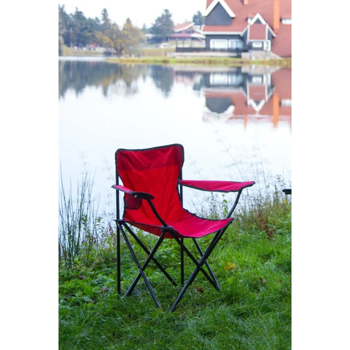 Genel Ürün Metal Rejisör Kamp Sandalyesi Katlanır Çantalı Piknik, Plaj, Balıkçı Sandalyesi Tekli Kırmızı Taşım
