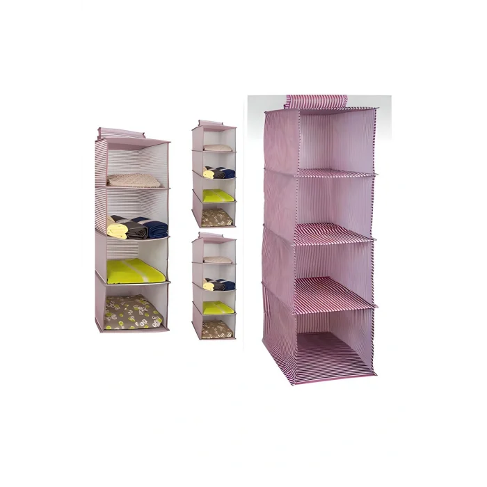 Dolap Düzenleyici Dolap Içi Düzenleyici 4 Gözlü Bölmeli Katlanabilir Kumaş Elbise Giysi Tişört Rafı Organizer