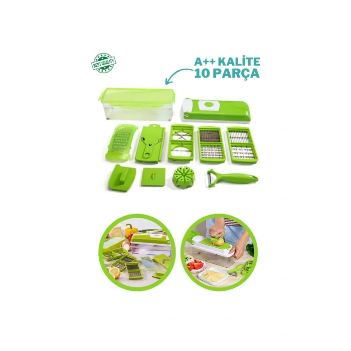 Genel Ürün Rendeleme 10 Parça Hazneli Sebze Doğrayıcı Dilimleyici Kesici Çok Fonksiyonlu Rende Seti