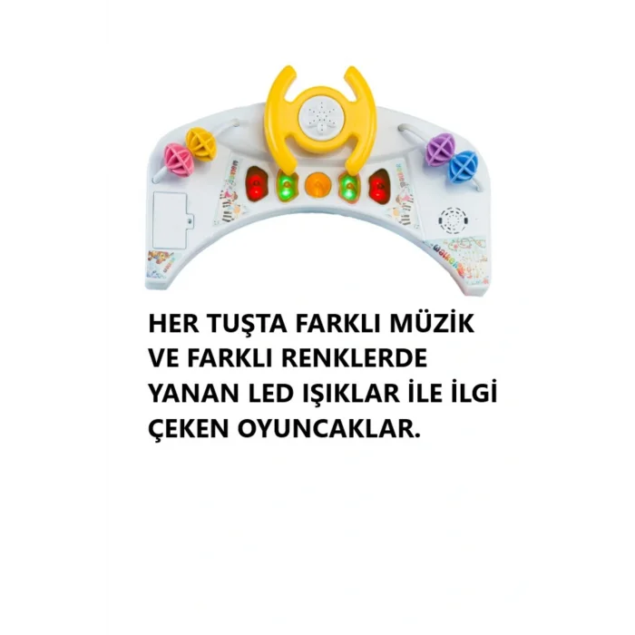 Oyuncak Lüx Oyuncaklı 5 Farklı Müzikli ve Işıklı 3 Kademe Yükseklik Ayarı Örümcek Direksiyonlu Bebek Yürüteç
