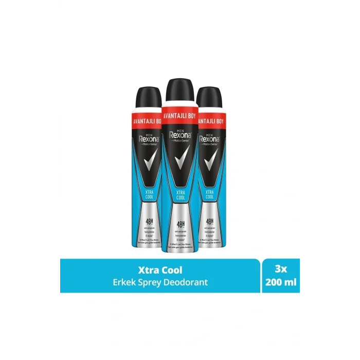 Kol Saati Men Erkek Sprey Deodorant Xtra Cool 48 Saat Etkili Avantajlı Boy 200 Ml X3 Adet