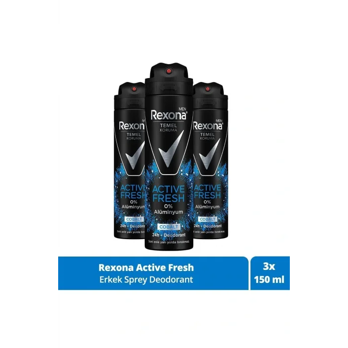 Genel Ürün Men Temel Koruma Active Fresh Erkek Sprey Deodorant Cobalt 150 ml X3 Adet