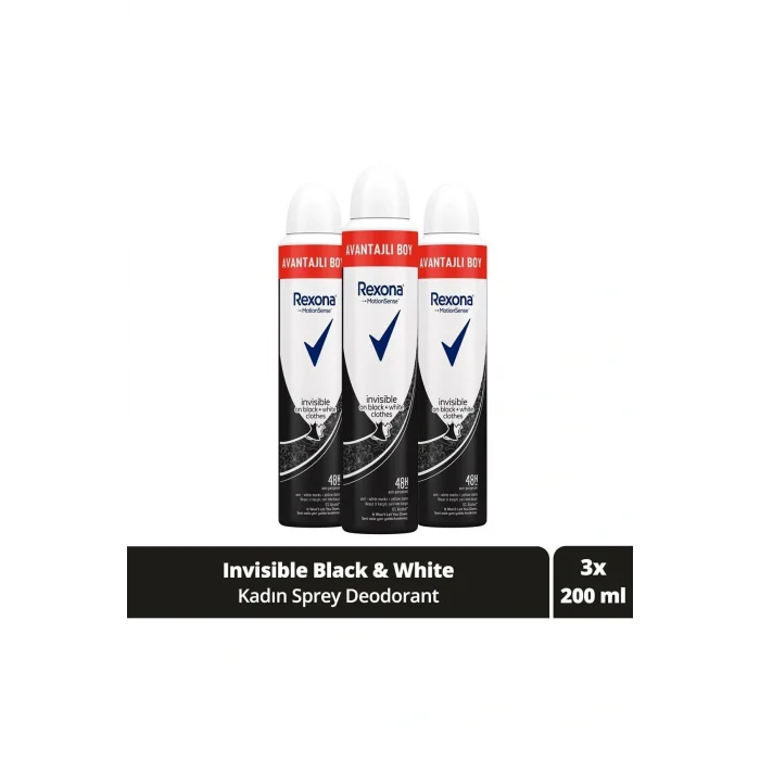 Genel Ürün Kadın Sprey Deodorant Invisible On Black White Clothes Avantajlı Boy 200 ml X3 Adet
