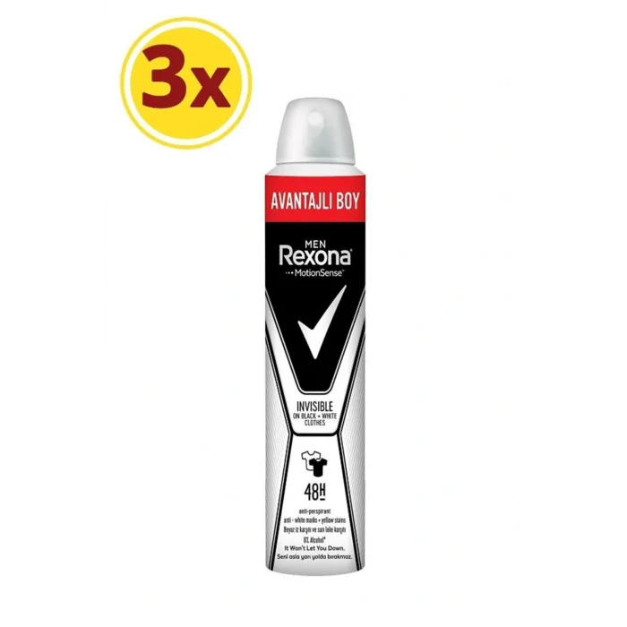 Genel Ürün Men Erkek Sprey Deodorant Invisible On Black + White Clothes Avantajlı Boy 200 ml x3 Adet