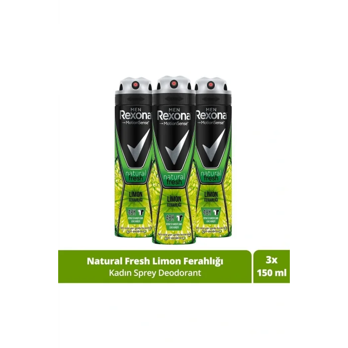 Genel Ürün Men Erkek Sprey Deodorant Natural Fresh Limon Ferahlığı 150 ml x3 Adet