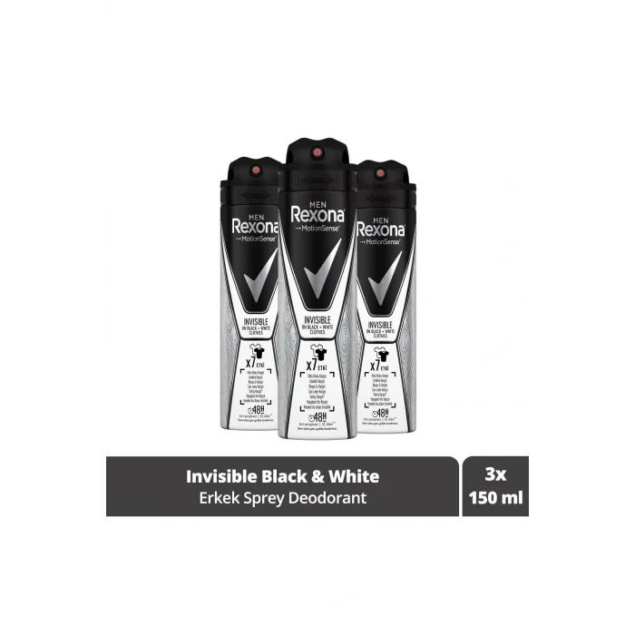 Genel Ürün Men Erkek Sprey Deodorant Invisible On Black White Clothes 150 ml X3 Adet