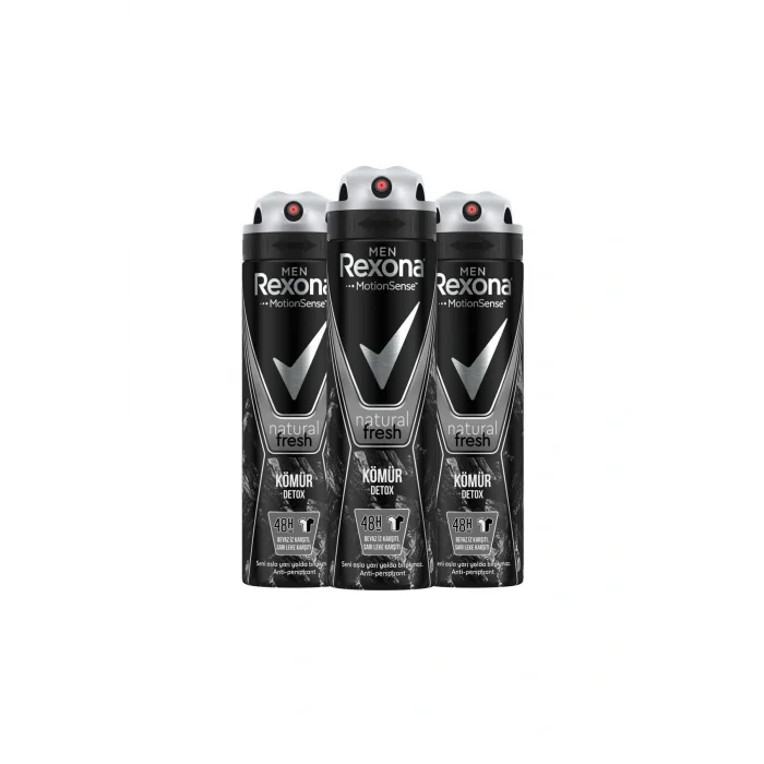 Genel Ürün Men Erkek Sprey Deodorant Natural Fresh Kömür Detox 150 ml x3 Adet