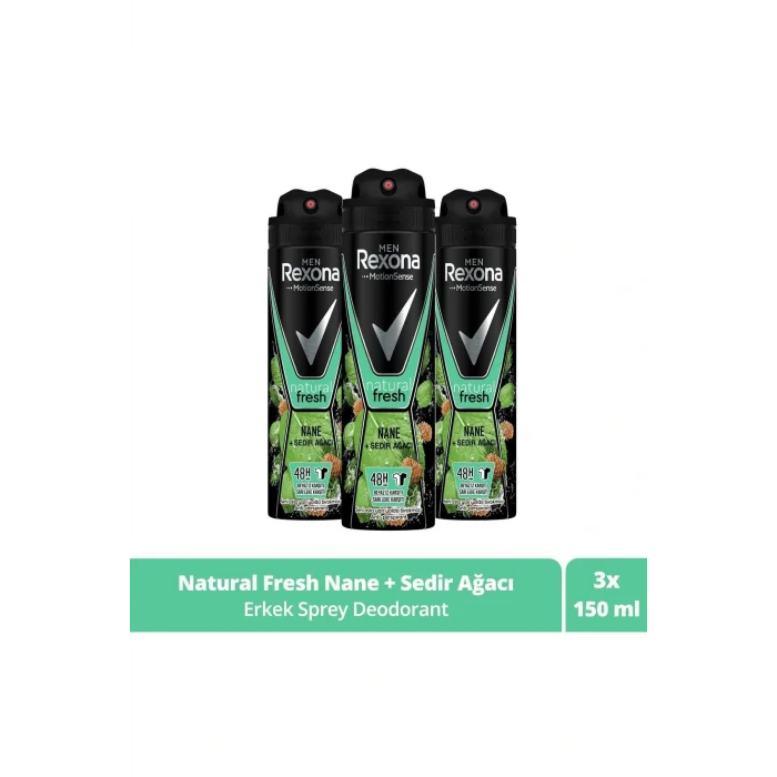 Genel Ürün Men Erkek Sprey Deodorant Natural Fresh Nane ve Sedir Ağacı 150 ml x3 Adet