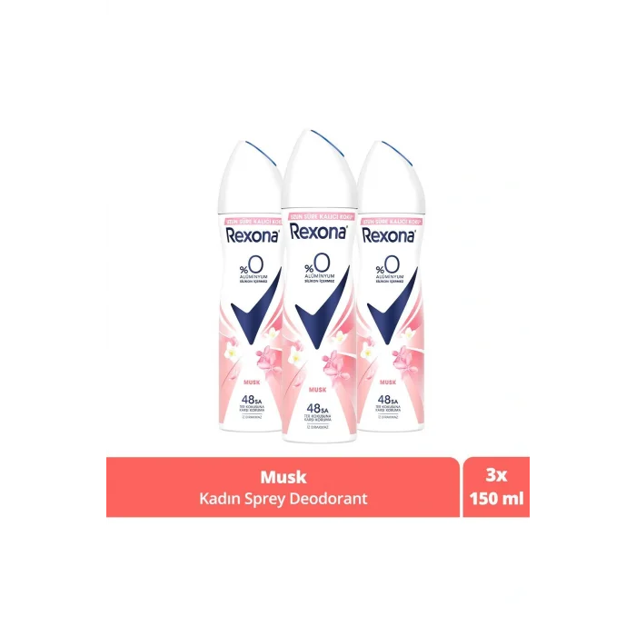 Kol Saati Kadın Sprey Deodorant Musk %0 Alüminyum 48 Saat Ter Kokusuna Karşı Koruma 150 ml X3