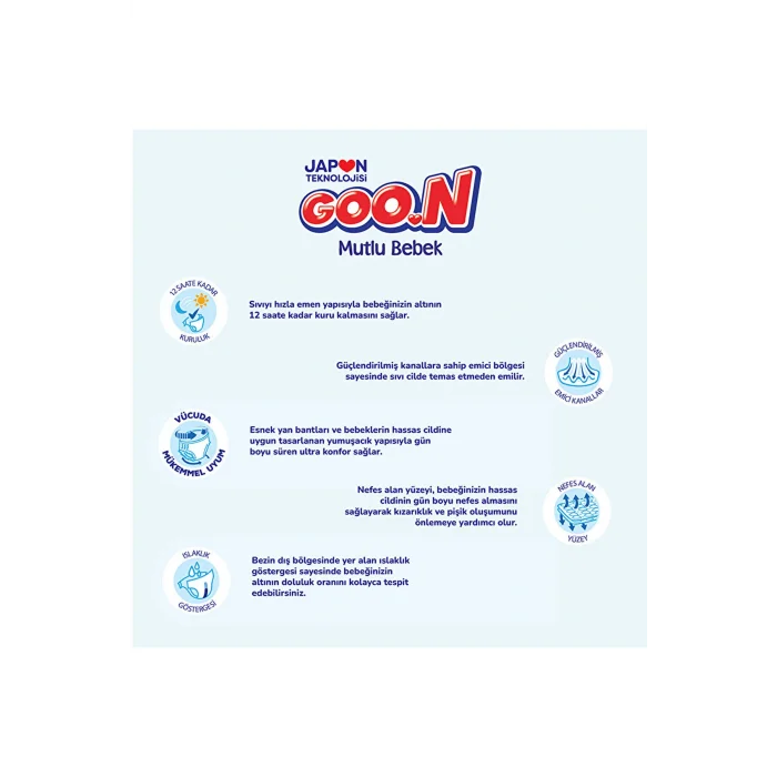 Kol Saati Goon Mutlu Bebek 5 Numara Bant Bebek Bezi 100 Adet (12 Saat Kuruluk)