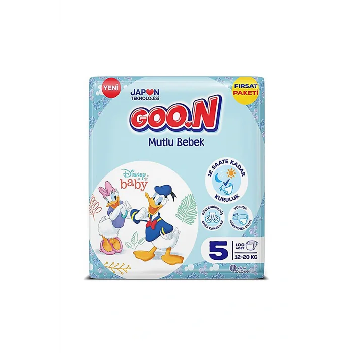 Kol Saati Goon Mutlu Bebek 5 Numara Bant Bebek Bezi 100 Adet (12 Saat Kuruluk)