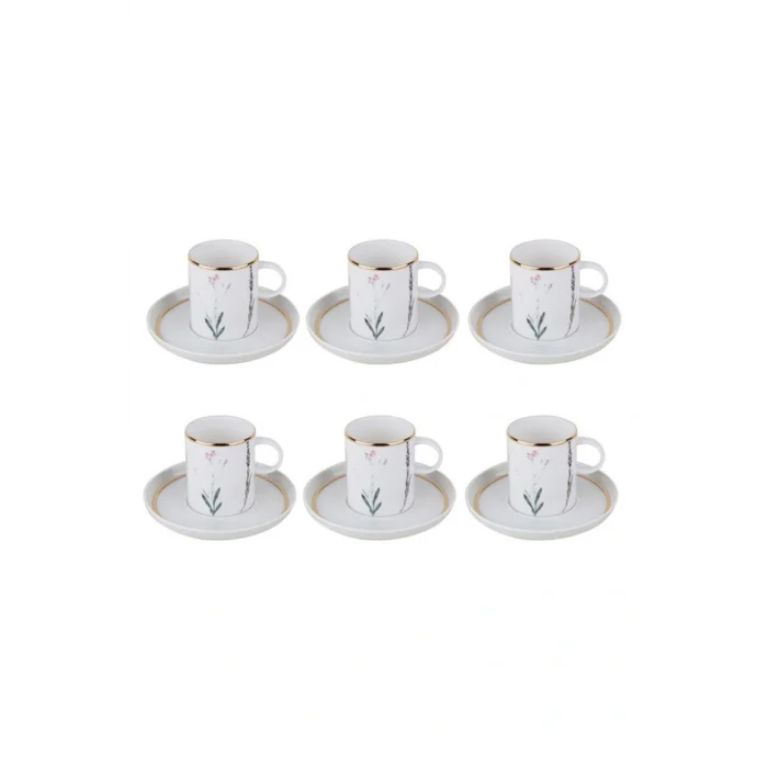 Genel Ürün Botanıcal 6 Kişilik Tabaklı Çay Fincanı 200cc