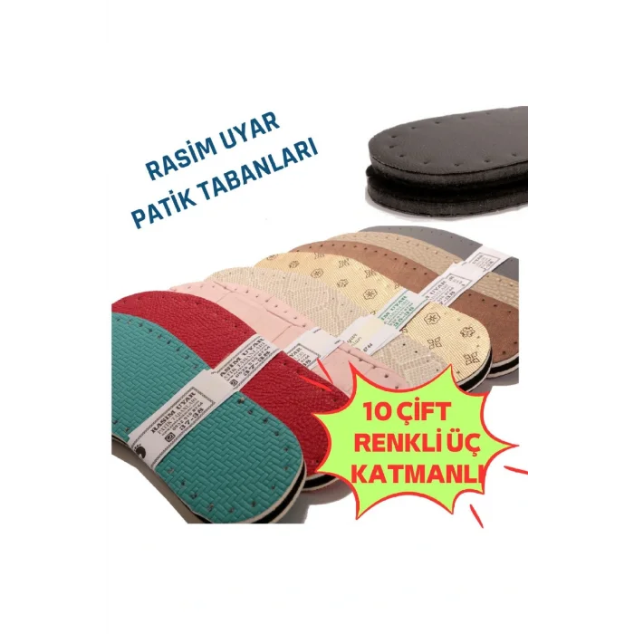 Genel Ürün Keçe Üç Katmanlı Patik Tabanı Hazır Örgü Delikli (10LU PAKET) (SUNİ DERİ EVA KEÇE)
