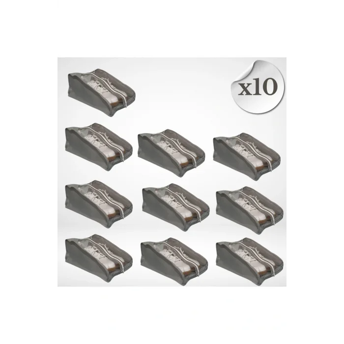 Genel Ürün 10lu Lüks Ayakkabı Düzenleyici Bavul içi ve Raf Organizer, Şeffaf Koruyucu Renkli Fermuarlı Kılıf