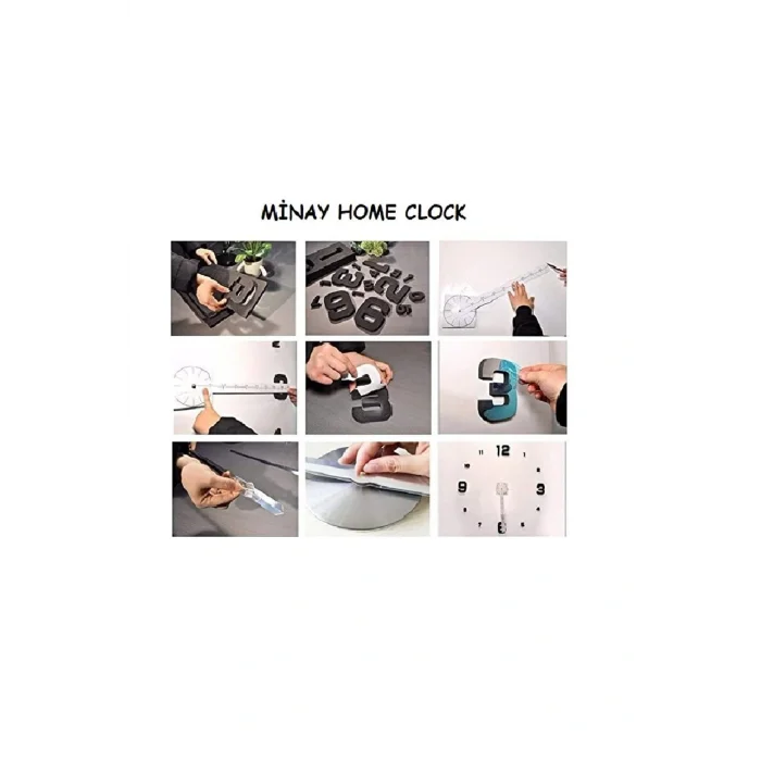 Kol Saati Modern 3d Duvar Saati Latin Rakamlar Büyük Boy 80 x 80 Gümüş