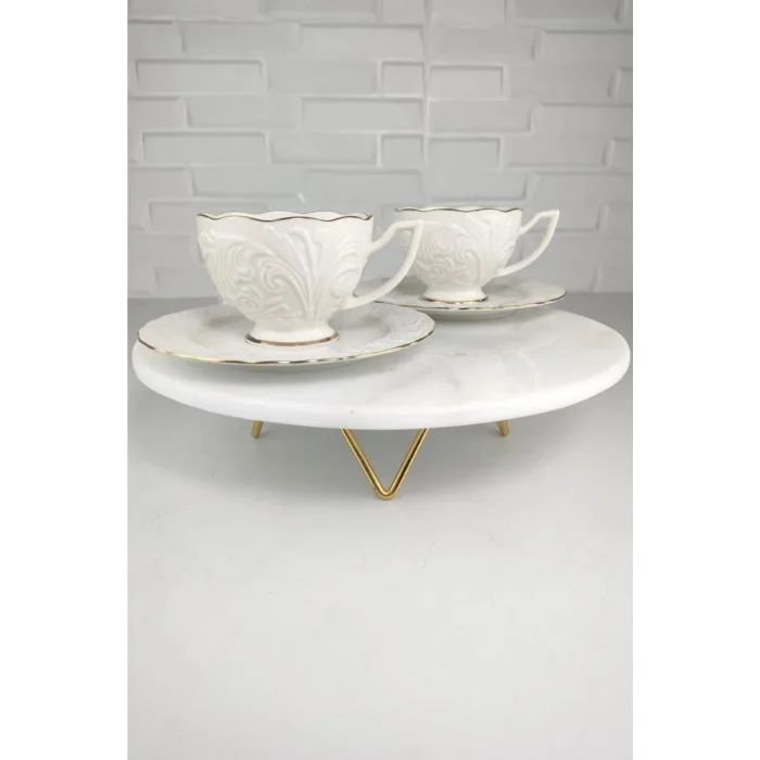 Genel Ürün Porselen 2li Çay Nescafe Fincan Takımı Yaldızlı Rosen-200 62611