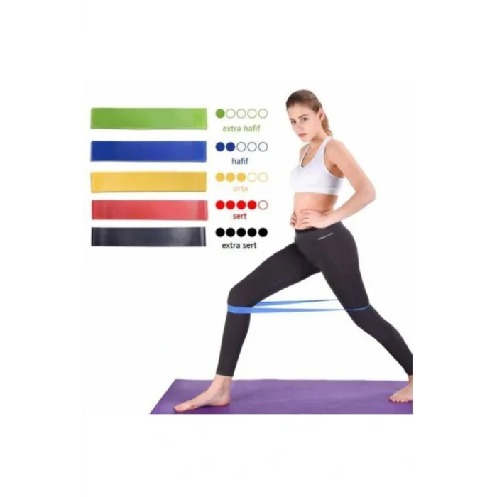 Genel Ürün Pilates Direnç Lastiği Aerobik Yoga Gym Egzersiz Bandı Spor Seti Plates 5li Bant Seti