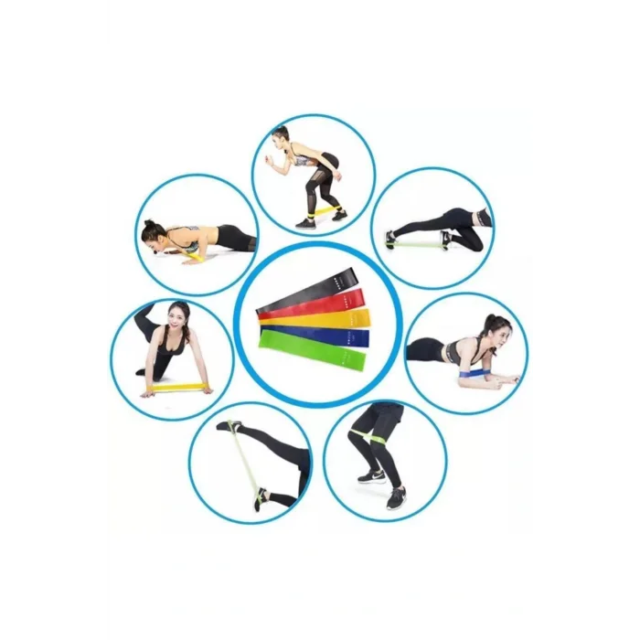 Genel Ürün Pilates Direnç Lastiği Aerobik Yoga Gym Egzersiz Bandı Spor Seti Plates 5li Bant Seti