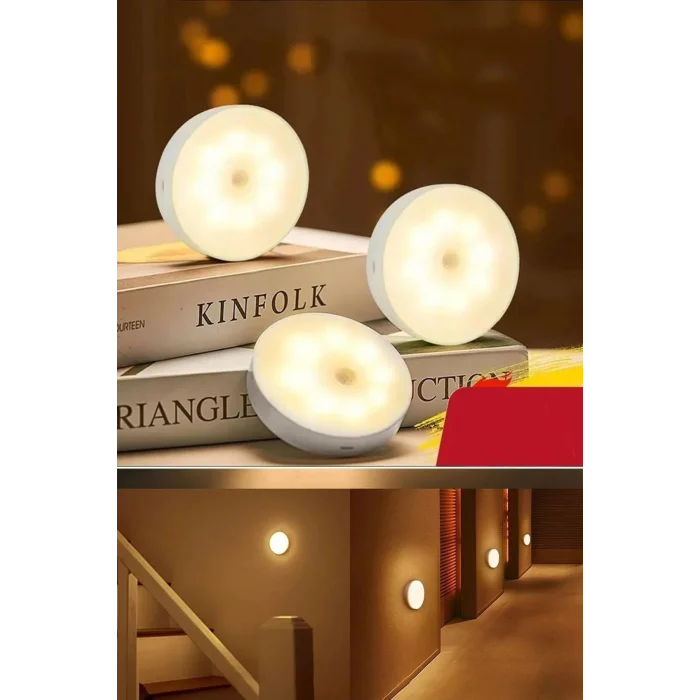 Lamba Hareket Sensörlü Hafif Usb Şarjlı Spot Led Lamba Mıknatıslı Ve Yapışkanlı Beyaz Renk Led 1 Adet