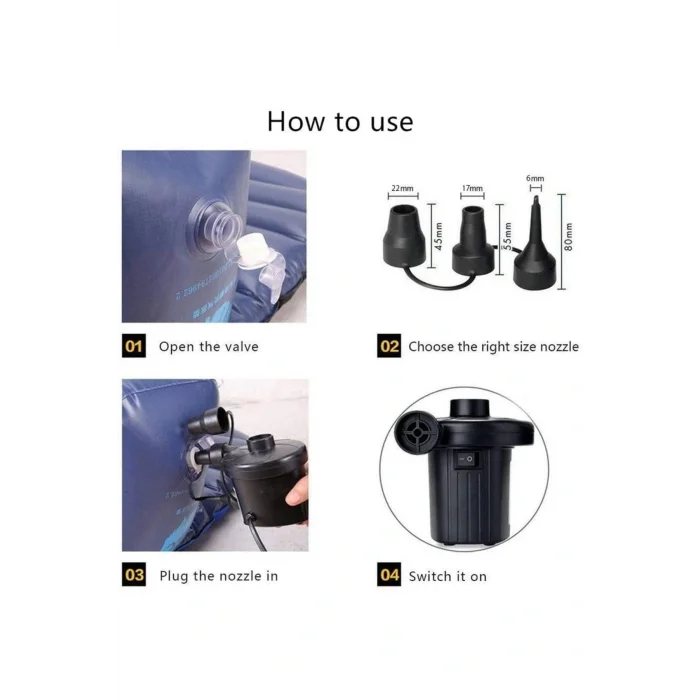 Genel Ürün 12v Araç Çakmağından Çalışan 3 Başlık Çift Fonk. Elektrikli Pompa