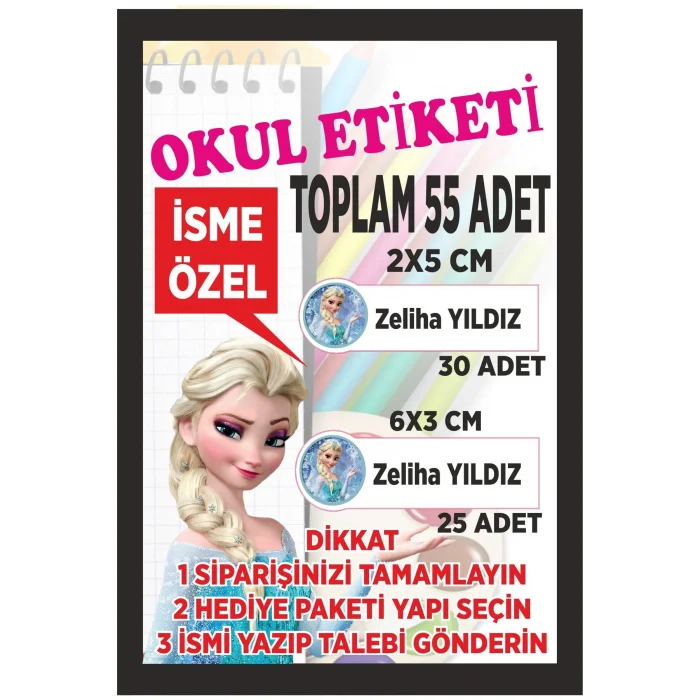 Genel Ürün Okul Etiketi Kalem Defter Etiketi Özel Isim Yazılabilen Etiket -55 Adet