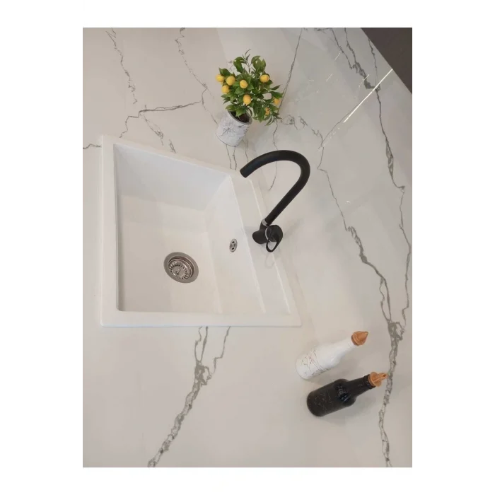 Genel Ürün Granit Eviye-beyaz 56x51 - Tek Gözlü Mutfak Eviyesi