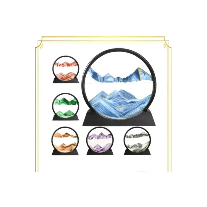 Kol Saati Hareketli Kum Sanat Yuvarlak Cam 3d Kum Saati Derin Deniz Kum Manzarası-mavi Glrshop