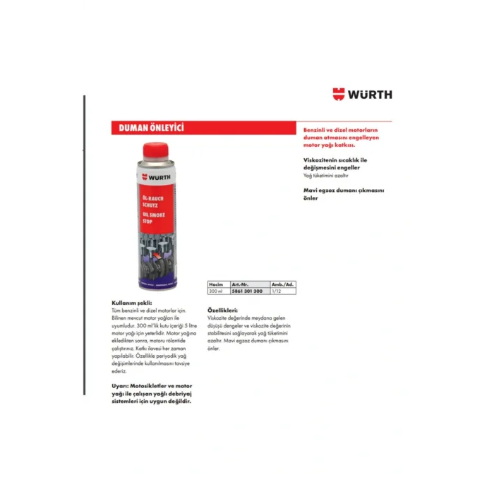 Genel Ürün Duman Önleyici Motor Yağı Için 300 ml