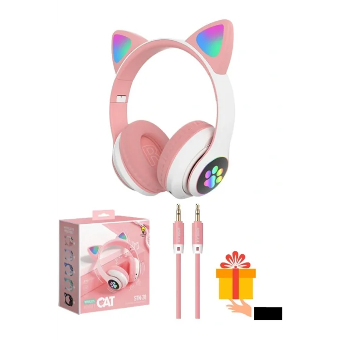 Genel Ürün Vilya Kedi Kulağı Detaylı Bluetooth Kablosuz Kulaklık Çocuk Oyuncu Mor Beyaz