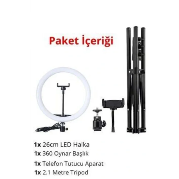 Genel Ürün Youtuber Led Işıklı Tripod Selfie Makyaj Işığı Sürekli Ring Light 10 Inç Halka Dz66