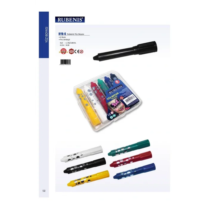 Genel Ürün Çevirmeli Yüz Boyası 6 Renk