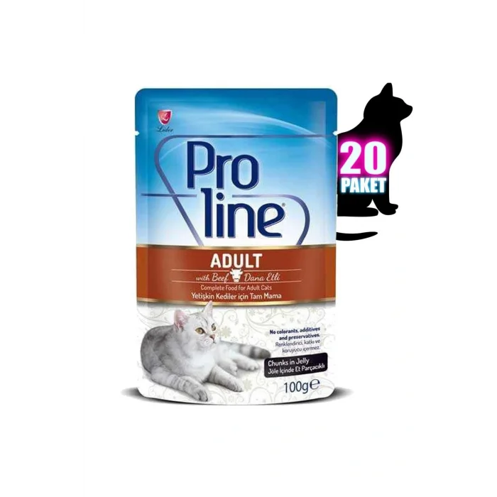 Genel Ürün Proline Pouch Dana Etli Yaş Kedi Maması 100 Gr 20 Adet