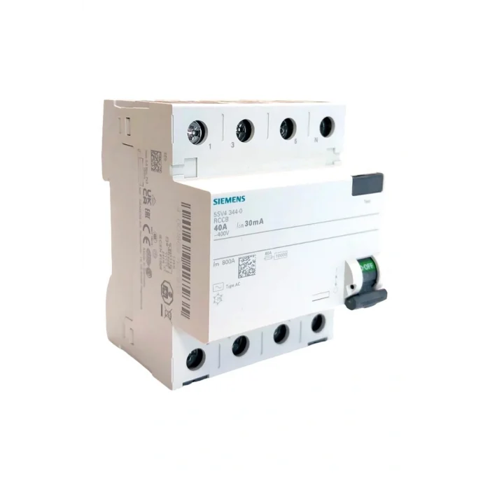 Genel Ürün 5SV4344-0 40A 30mA 400V (3 FAZ + NÖTR) KAÇAK AKIM KORUMA RÖLESİ