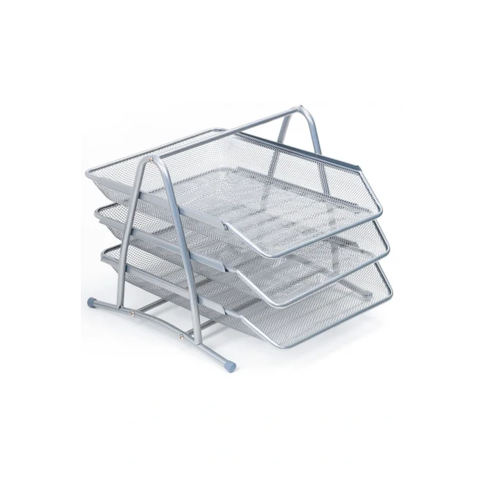 Genel Ürün Evrak Rafı Tel 3lü Gümüş 9181-g