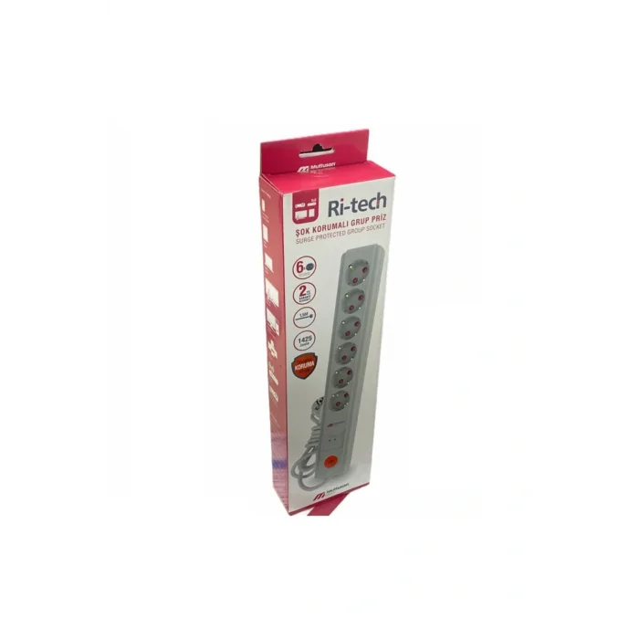 Genel Ürün Akım Şok Korumalı 6lı Usbli,çocuk Korumalı Topraklı Grup Priz 1.5 mt