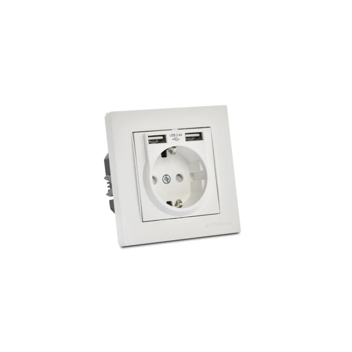 Genel Ürün Rita Ikili Usb Li Topraklı Priz Beyaz