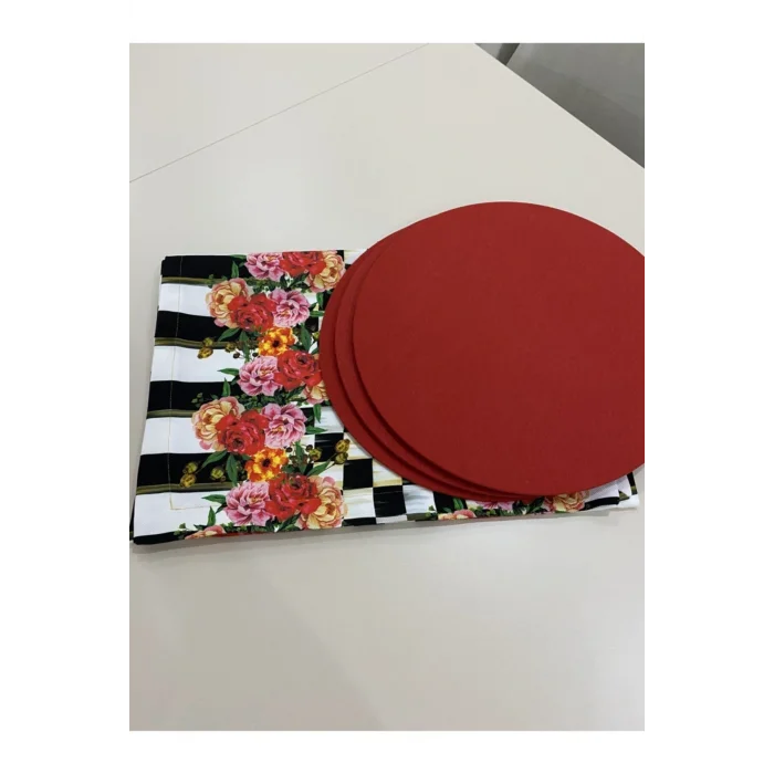 Genel Ürün Çiçek Desenli Runner + 6 Lı Supla Set