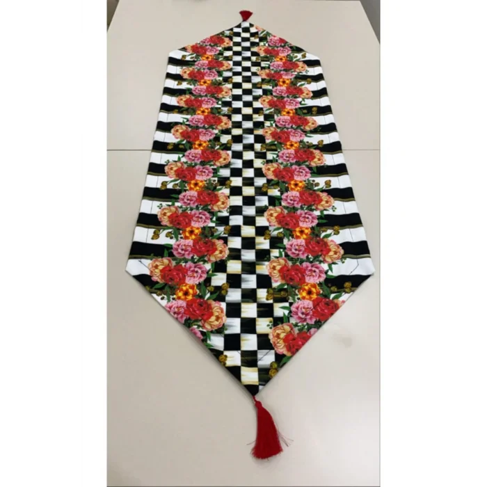 Genel Ürün Çiçek Desenli Püsküllü Runner