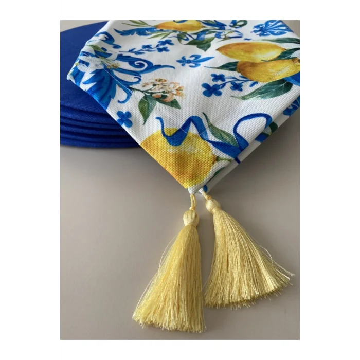 Genel Ürün Limon Desenli Runner Ve 2li Supla Seti