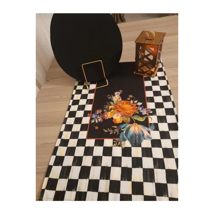 Genel Ürün Amerikan&servis Kalp Desen Kirmizi Baski Runner 6 Li Mdf Siyah Supla