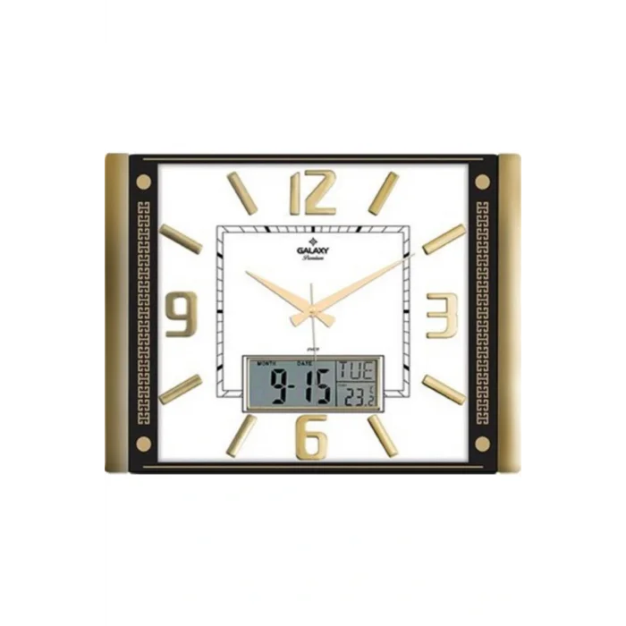 Kol Saati Gold  Premium Termometreli ve Takvimli Duvar Saati T-711-g