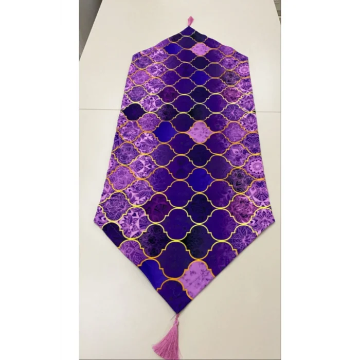 Genel Ürün Mor Macaron Desenli Runner