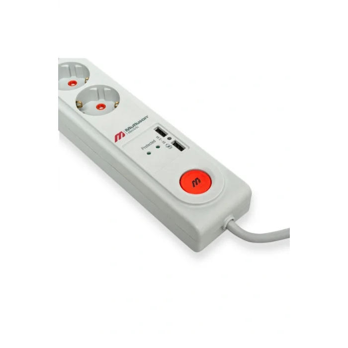 Genel Ürün Ri Tech 6lı, Şok Krımalı, Usb Ve Anahtarlı Topraklı Grup Priz - 1,5 Mt.