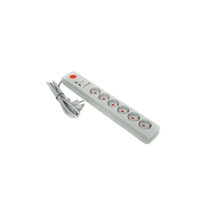 Genel Ürün Ri Tech 6lı, Şok Krımalı, Usb Ve Anahtarlı Topraklı Grup Priz - 1,5 Mt.