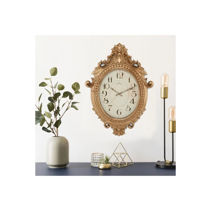 Kol Saati 70 x 54 731-a Klasik Duvar Saati - Gold - 54x73 Cm Fma07232 Asimetrik Plastik Klasik Kahverengi