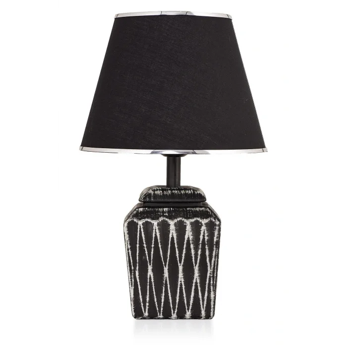 Genel Ürün Modern Becker Handmade Seramik Abajur Siyah Gümüş Srmk-53 Seramik Siyah 1 E27