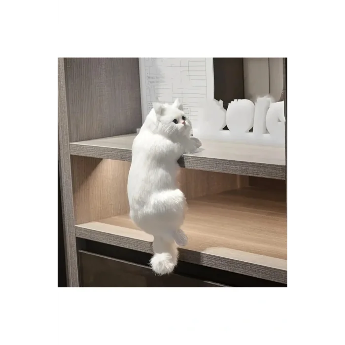 Biblo Masaya Tutunmuş Canlı Gibi Görünen İlginç Sevimli Kedili Ev Masa Dekoru Objesi Biblosu Süsü