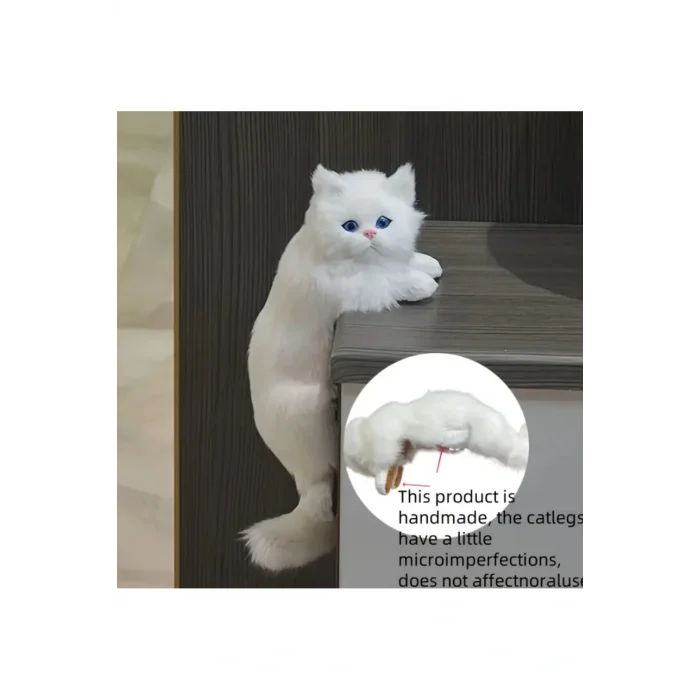 Biblo Masaya Tutunmuş Canlı Gibi Görünen İlginç Sevimli Kedili Ev Masa Dekoru Objesi Biblosu Süsü