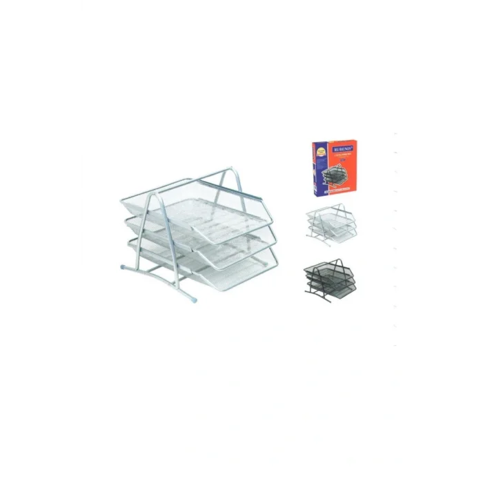 Genel Ürün Rubenıs 9181 Perforajlı Evrak Rafı 3lü Gümüş