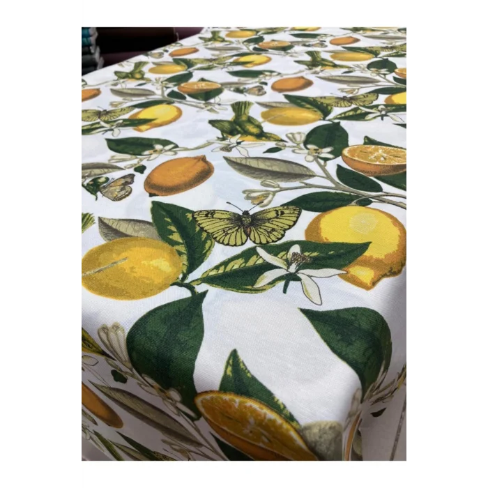 Genel Ürün Limon Desenli Leke Tutmaz Su Itici Özellikli Duck Keten Eni 180 Cm